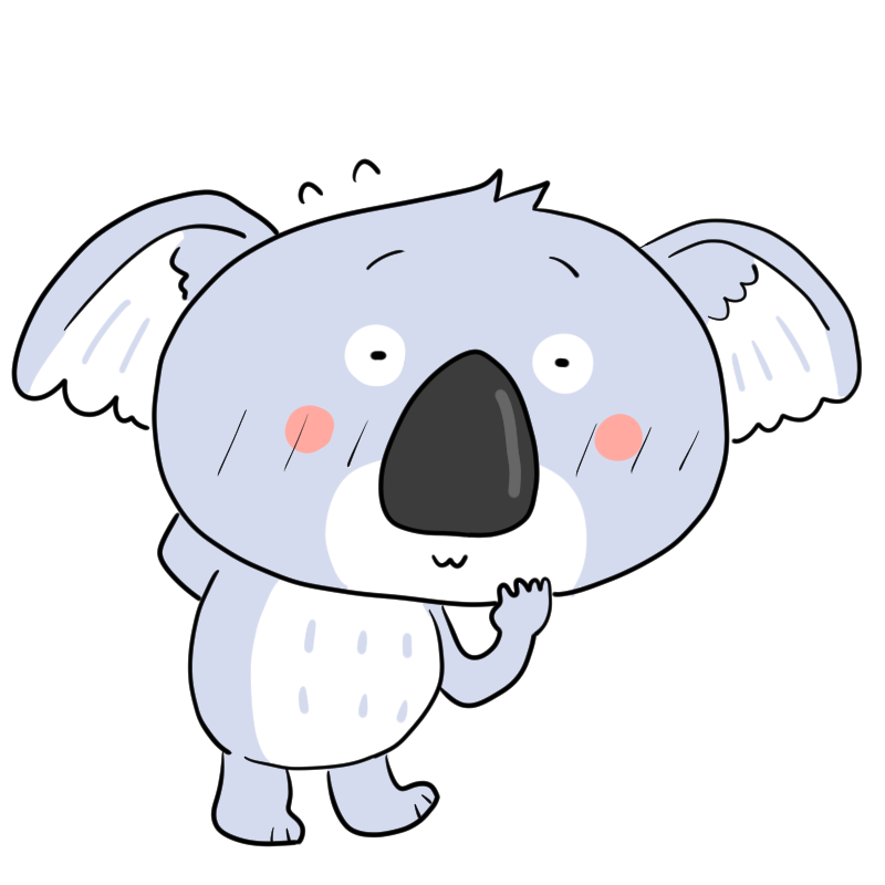 恥ずかしそうなコアラのかわいいイラスト