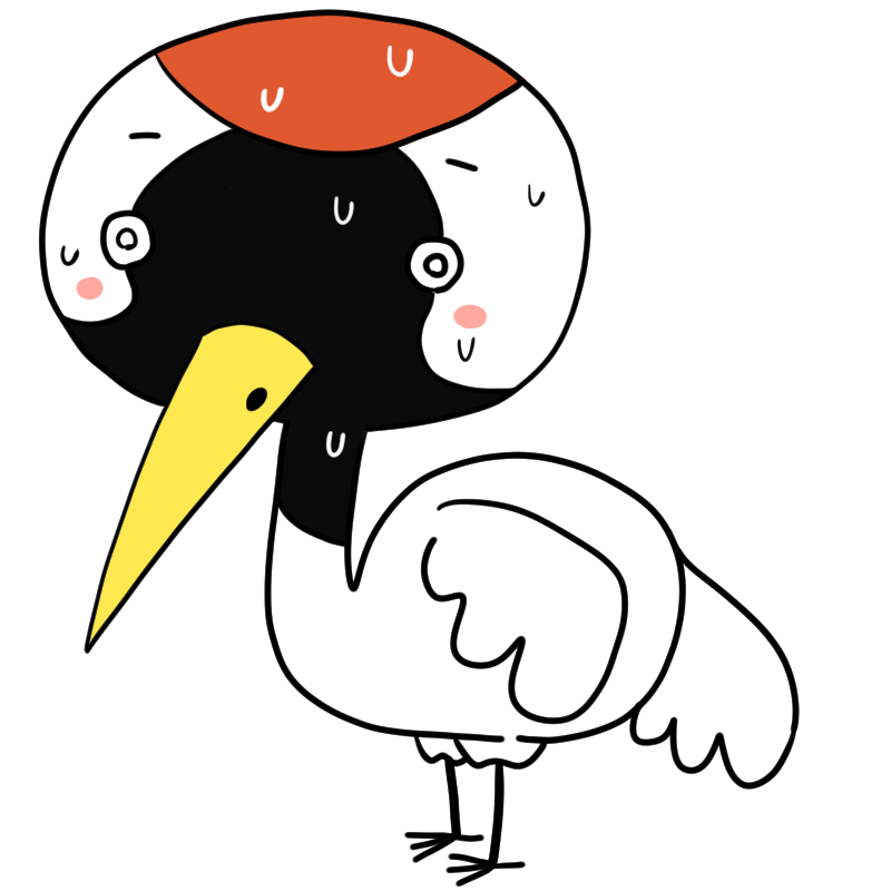 動揺する鶴のかわいいイラスト
