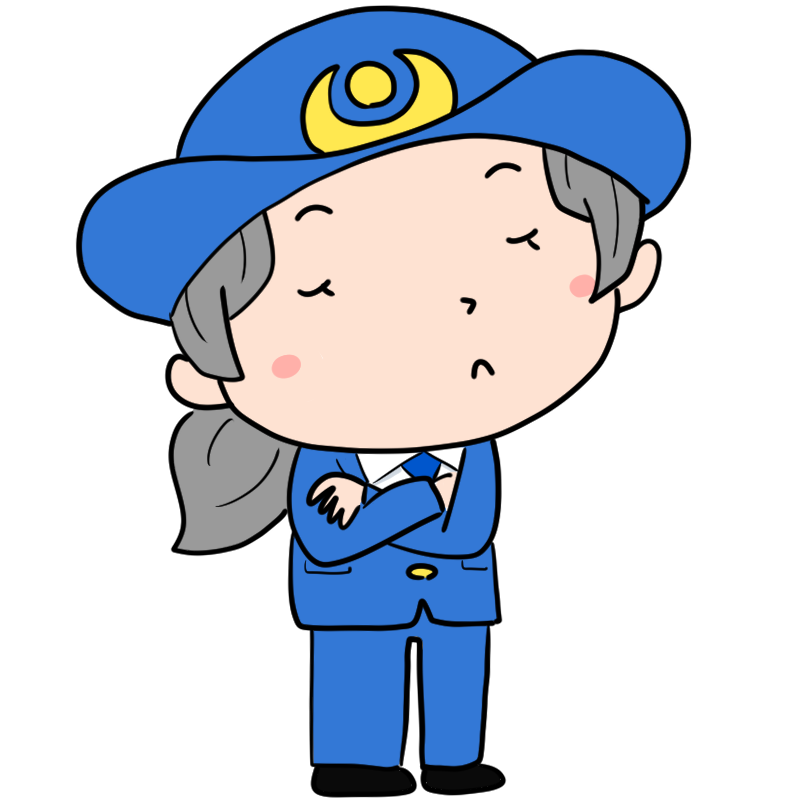 考える女性警察官のかわいいイラスト