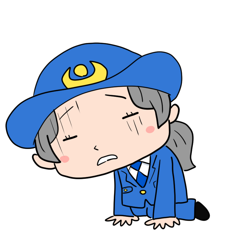 落ちこむ女性警察官のかわいいイラスト