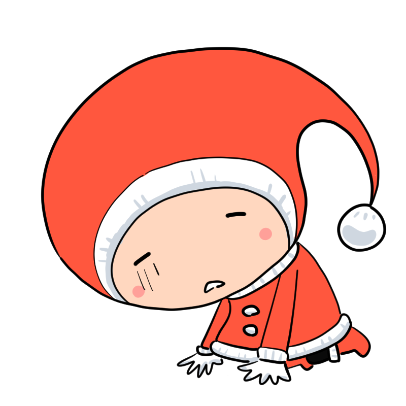 落ちこむ小さなサンタのかわいいイラスト