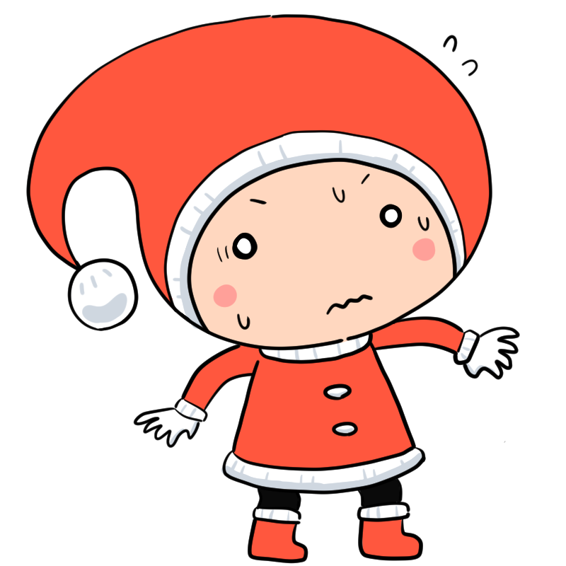 動揺する小人のサンタのかわいいイラスト