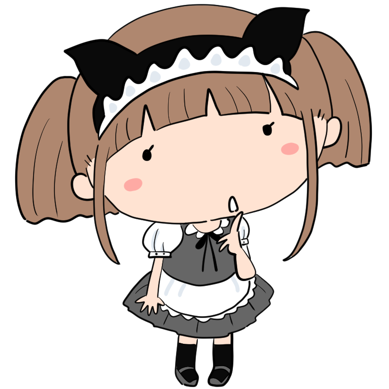 考えるメイドの女の子のかわいいイラスト