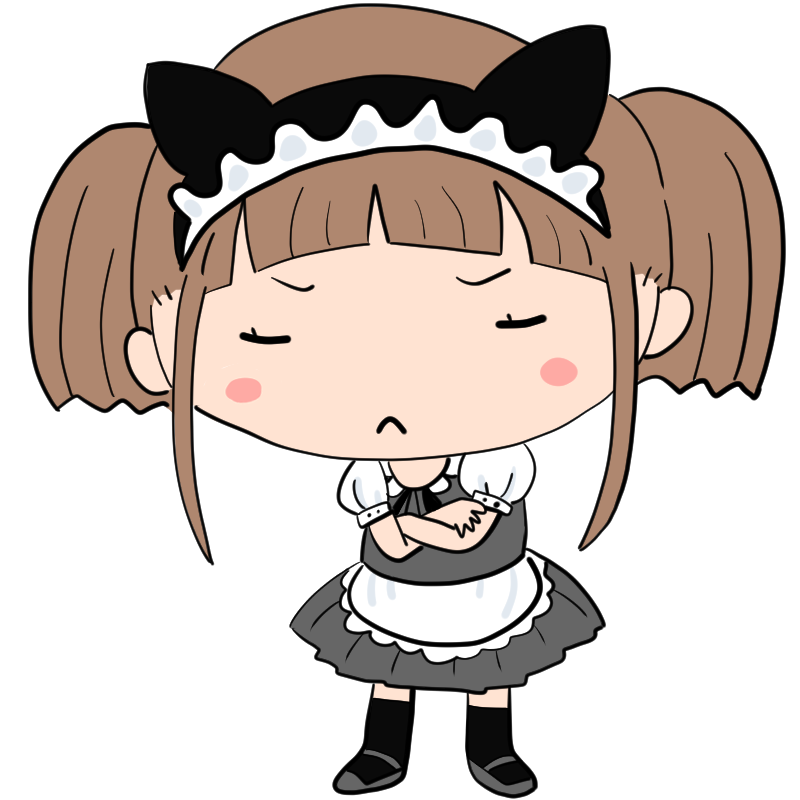 悩むメイド少女のかわいいイラスト