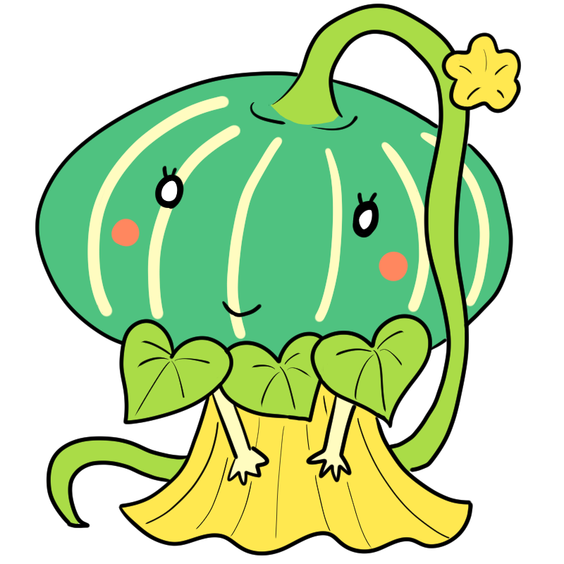 疲労回復に緑のカボチャのかわいいイラスト