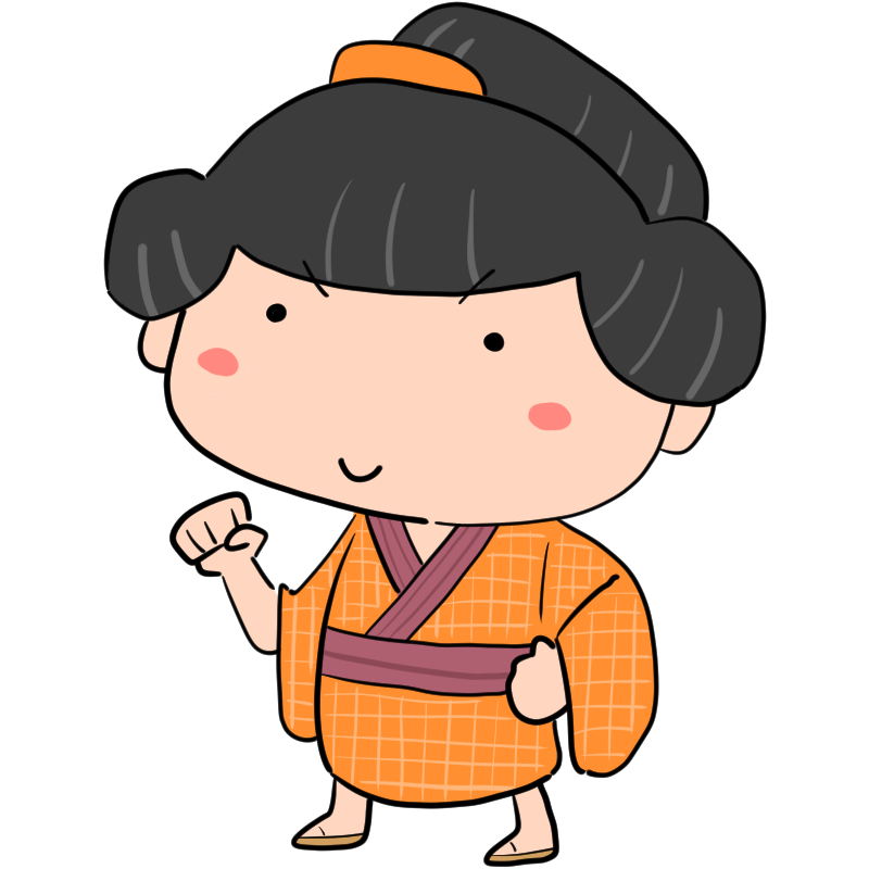 やる気になった江戸の町娘のかわいいイラスト