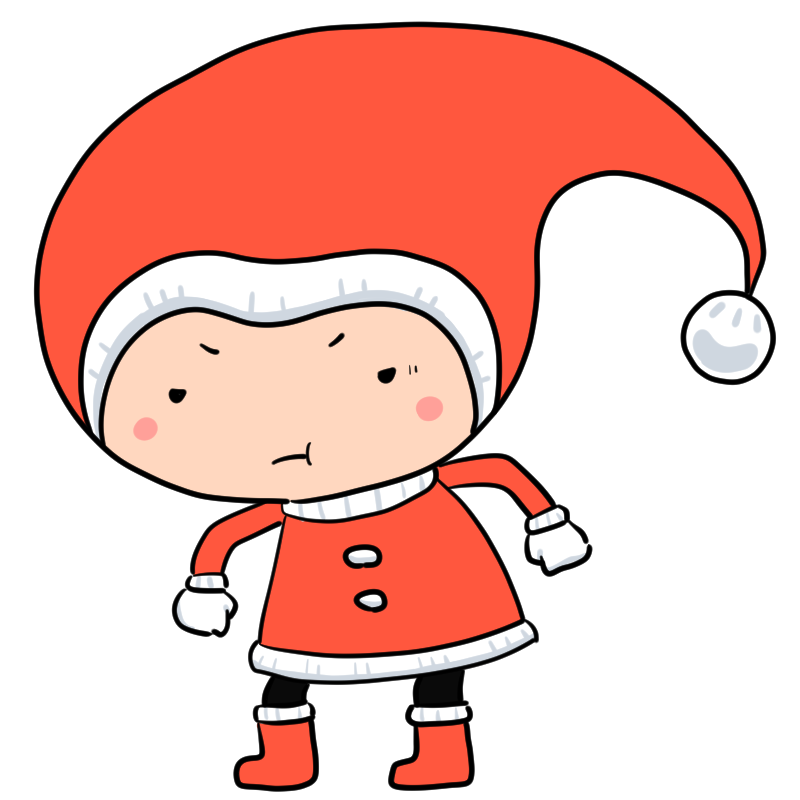 悔しそうな子供サンタクロースのかわいいイラスト