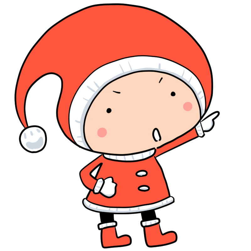指をさす小人サンタのかわいいイラスト