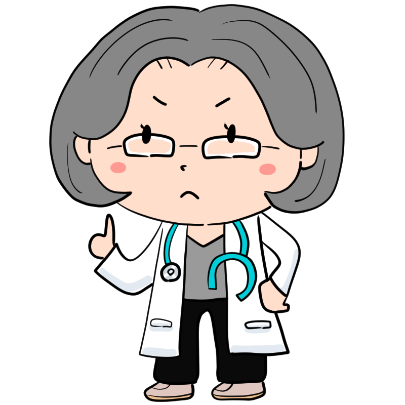 怒る女性医師のかわいいイラスト