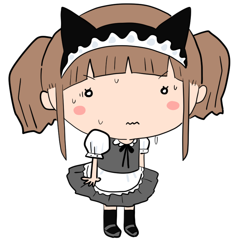 緊張する女の子のメイドのかわいいイラスト