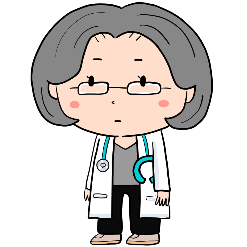 無表情の女性の医者のかわいいイラスト