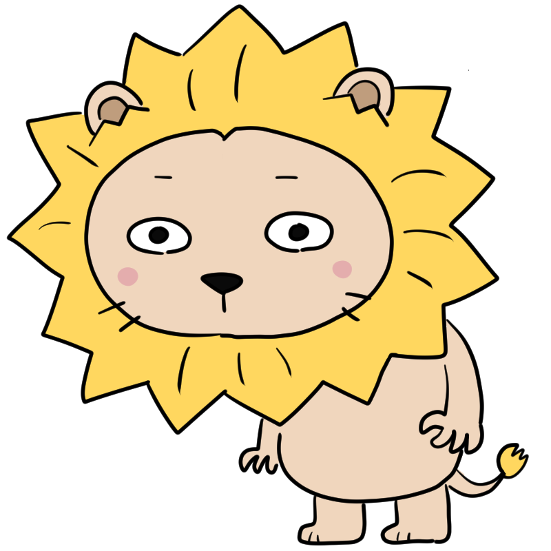 無表情のライオンのかわいいイラスト