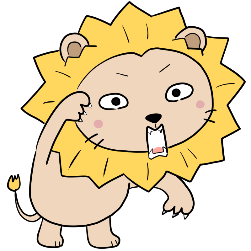 攻撃的なライオンのかわいいイラスト