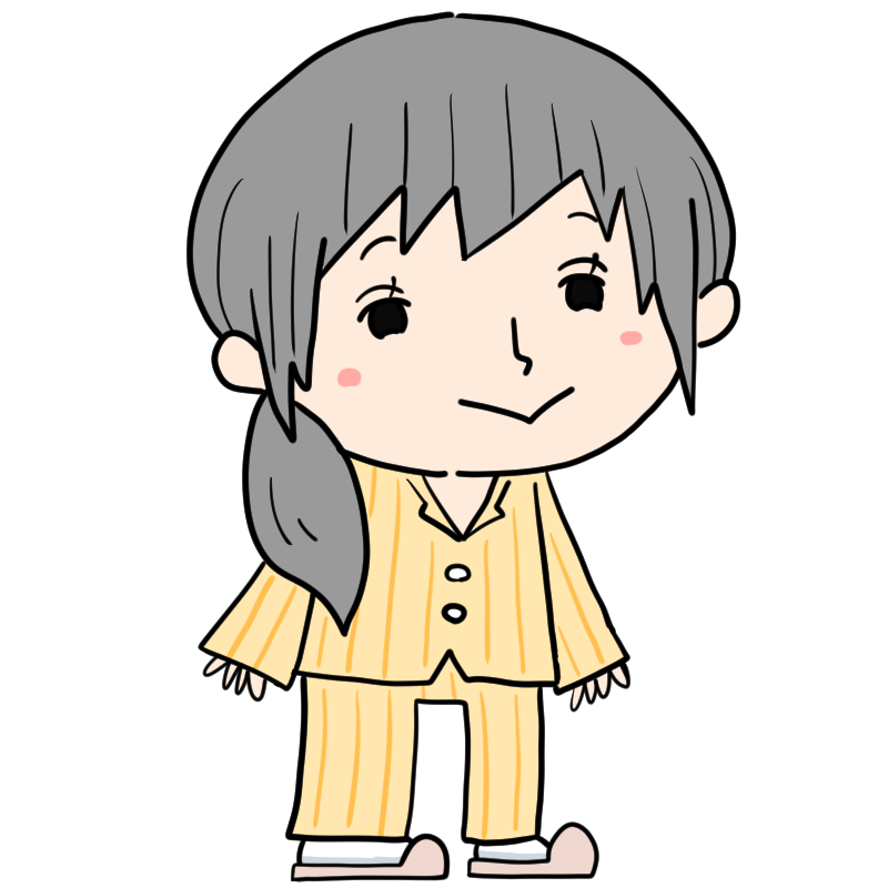 微笑むパジャマの女性のかわいいイラスト