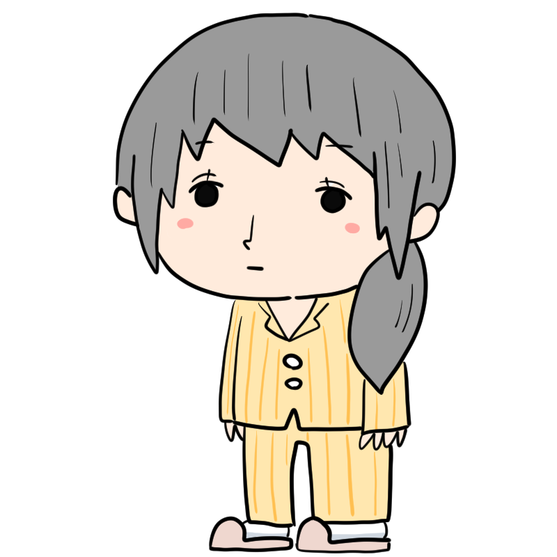 無表情のパジャマの女性のかわいいイラスト