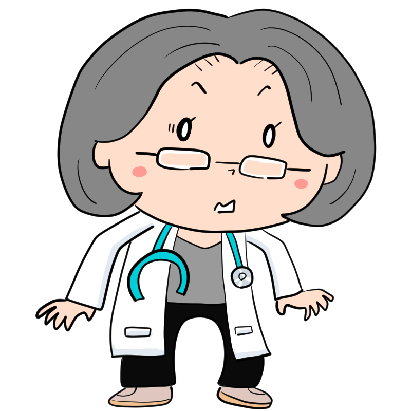 驚く女性の医者のかわいいイラスト