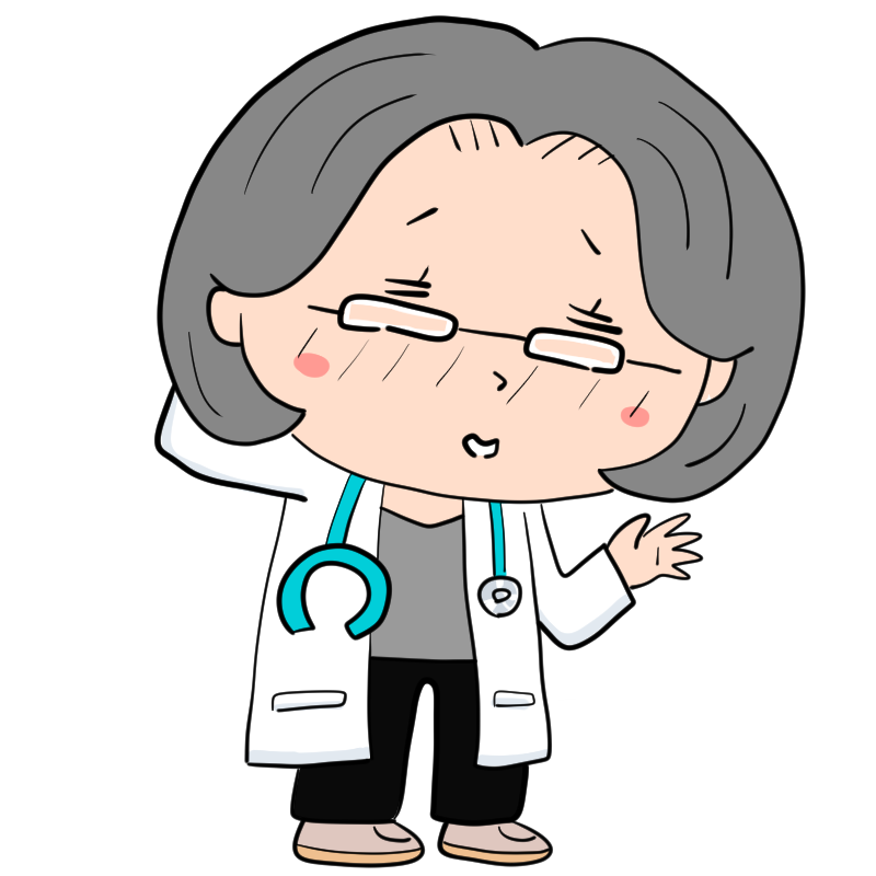 照れる女性のお医者さんのかわいいイラスト