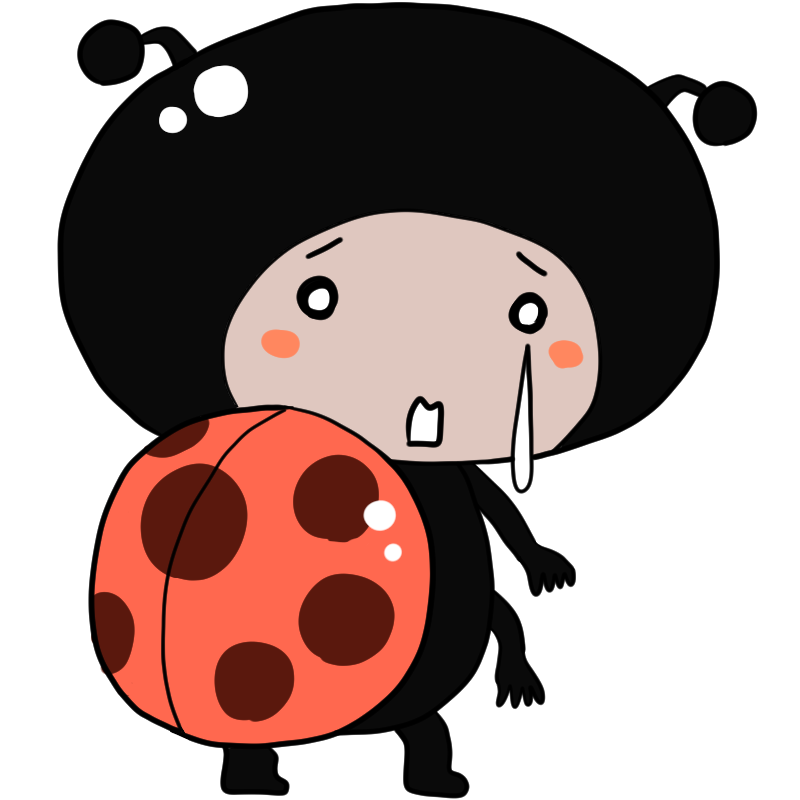 泣くナナホシテントウのかわいいイラスト