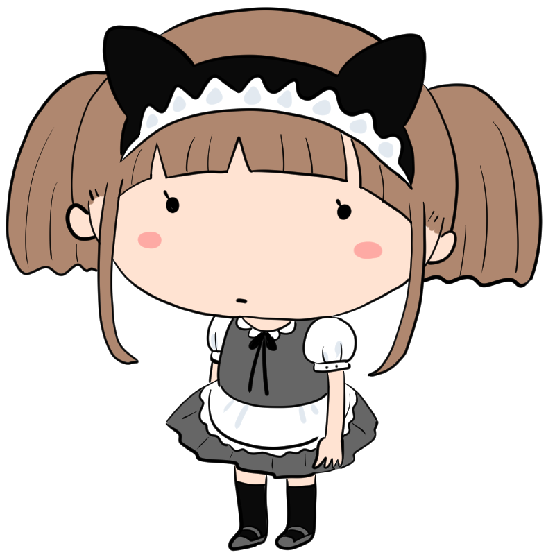 無表情のメイド服の女の子のかわいいイラスト