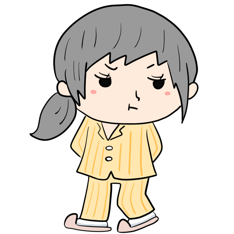 怒るパジャマの女性のかわいいイラスト