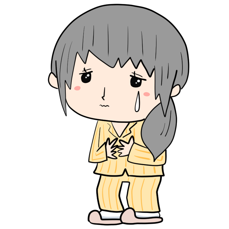 泣く女性の入院患者のかわいいイラスト