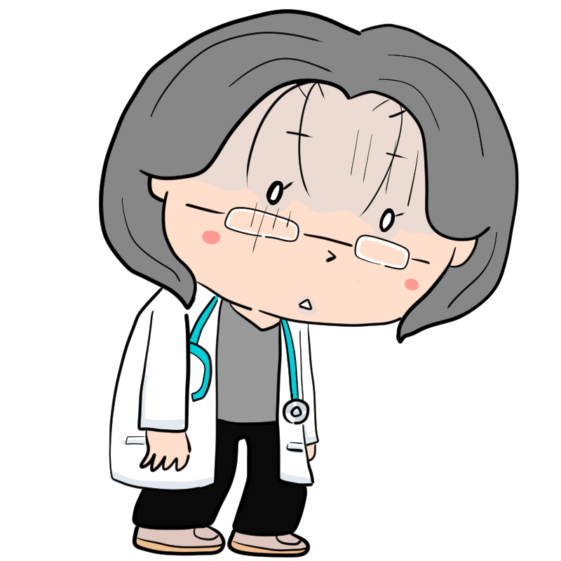 疲れ切った女性のお医者さんのかわいいイラスト