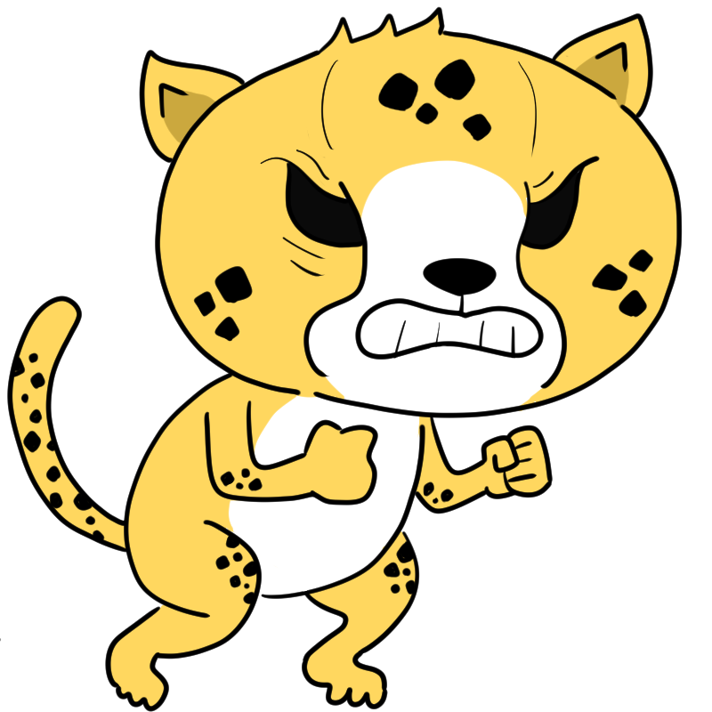 怒るチーターのかわいいイラスト