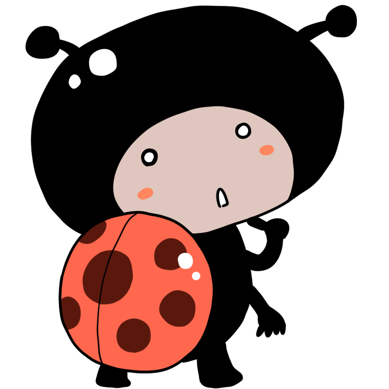 考えるナナホシテントウのかわいいイラスト