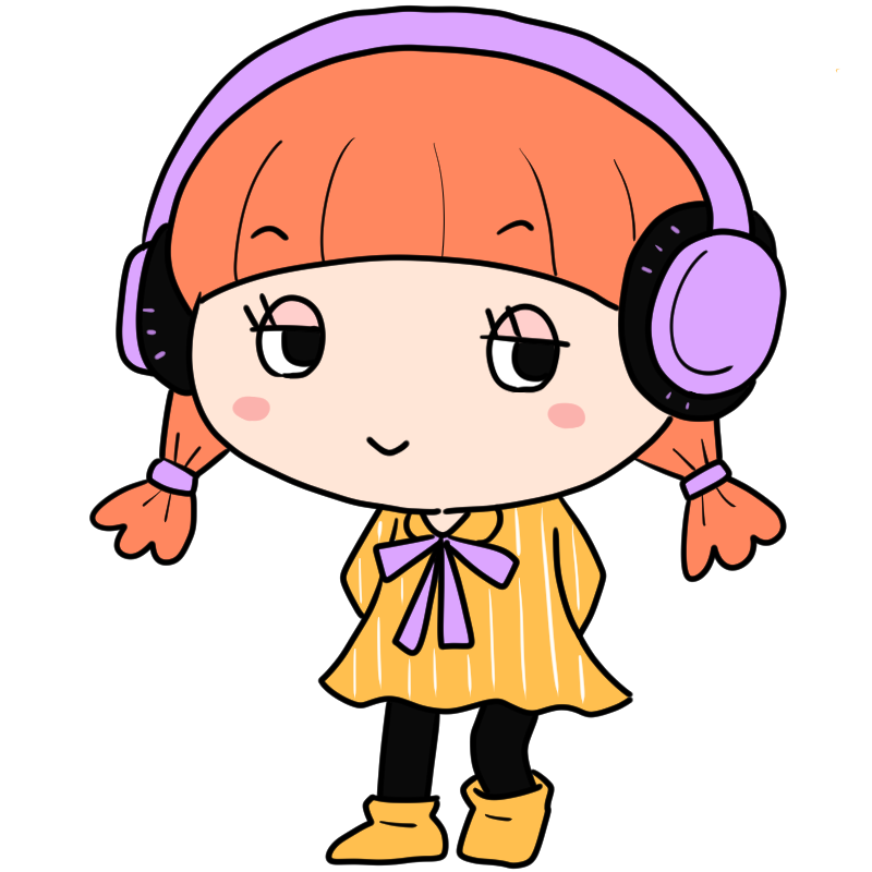 ヘッドホンの女の子のかわいいイラスト