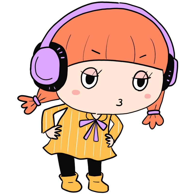 怒るヘッドホン女子のかわいいイラスト