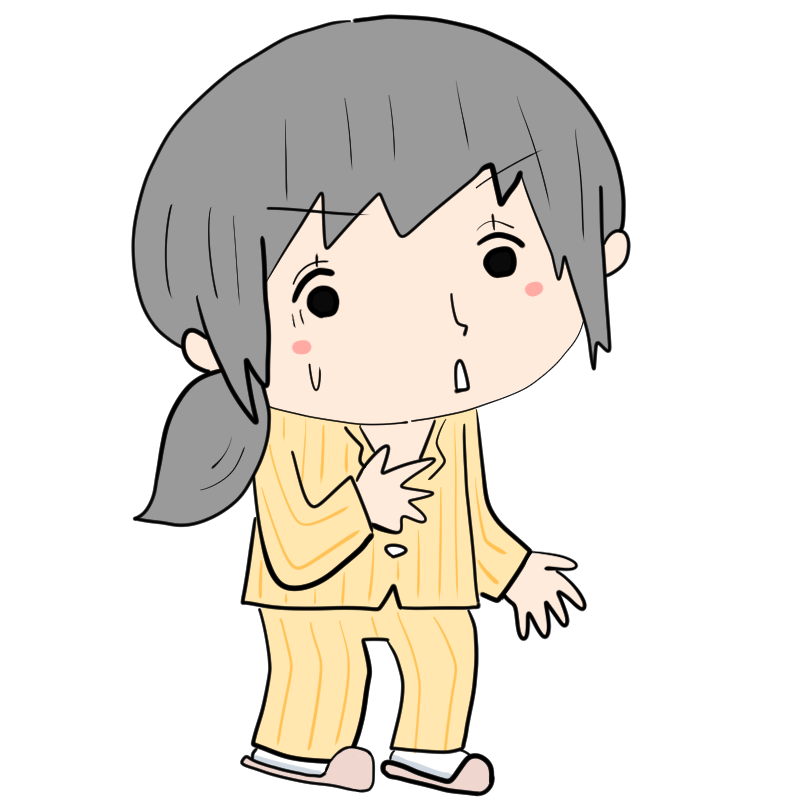 驚く入院患者の女性のかわいいイラスト