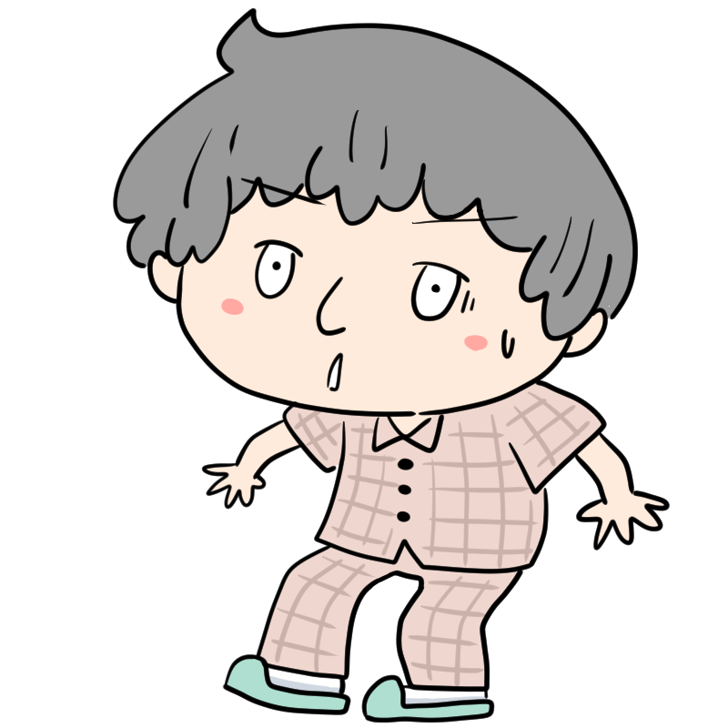 驚くパジャマの男性のかわいいイラスト