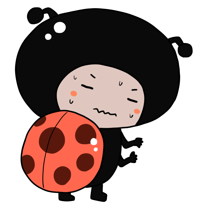 緊張するてんとう虫のかわいいイラスト
