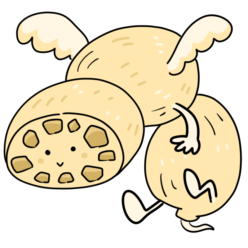 ふわふわ飛んでる３節のレンコンのかわいいイラスト