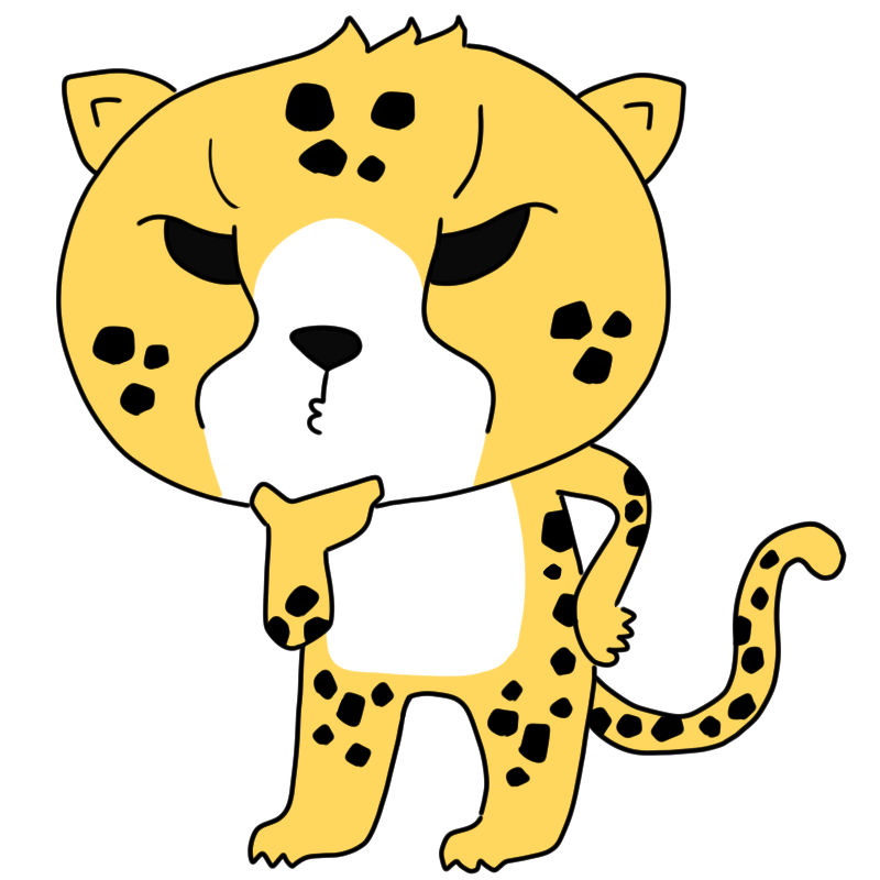 考えるチーターのかわいいイラスト