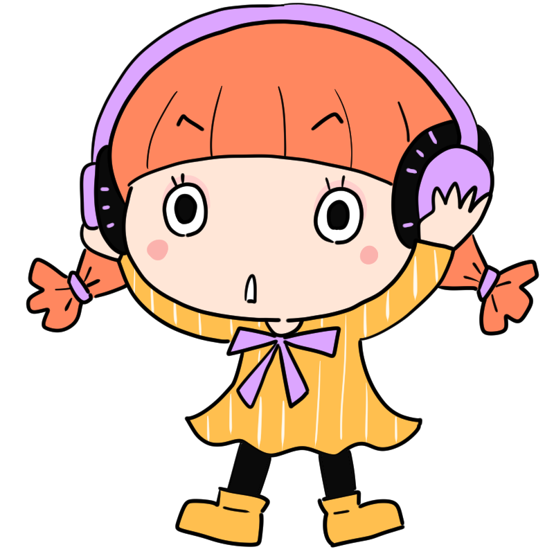 驚くヘッドホンの女の子のかわいいイラスト