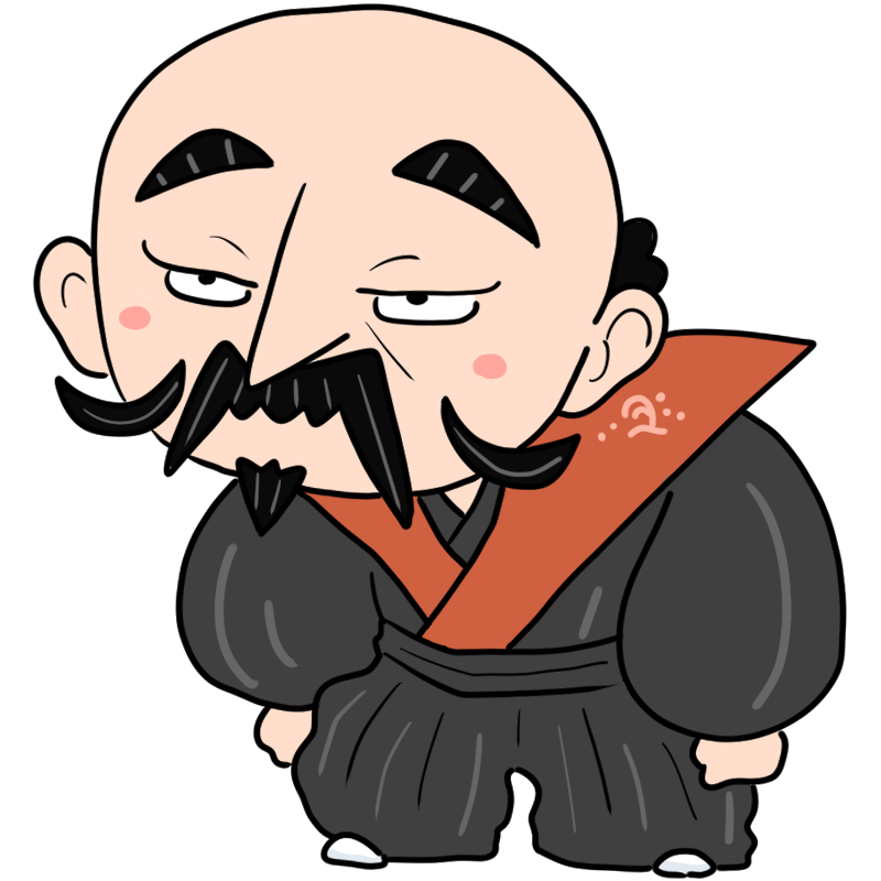 画策する斎藤道三のかわいいイラスト