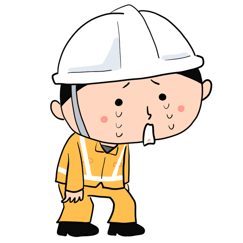 泣くヘルメットの作業員のかわいいイラスト