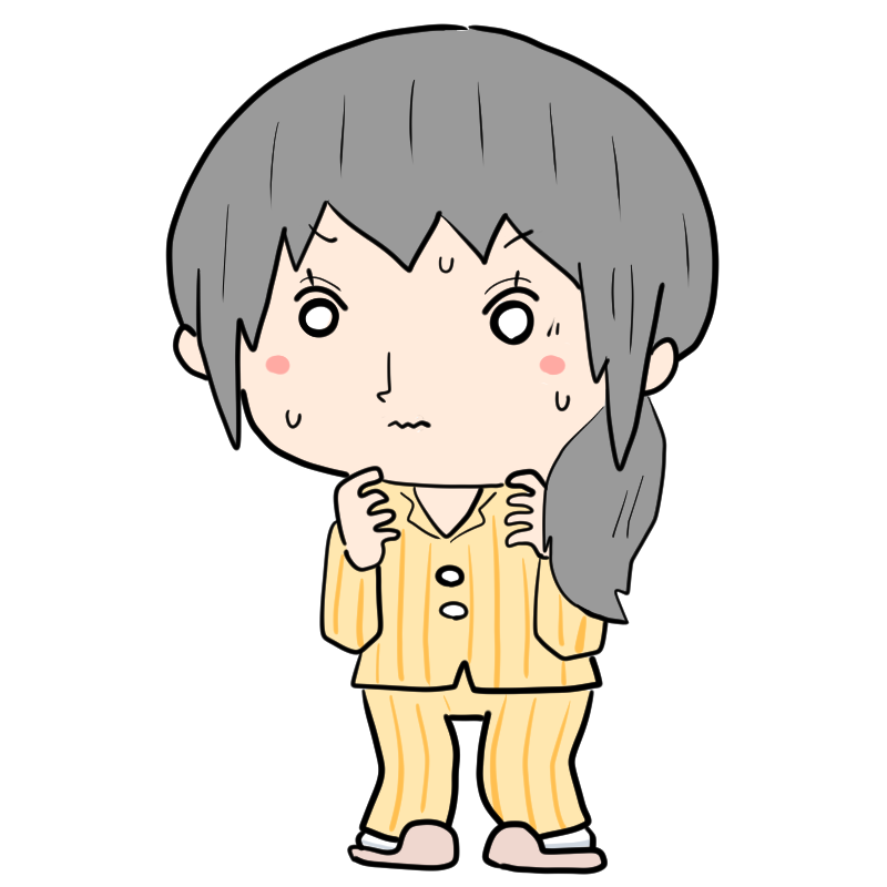緊張する女性入院患者のかわいいイラスト
