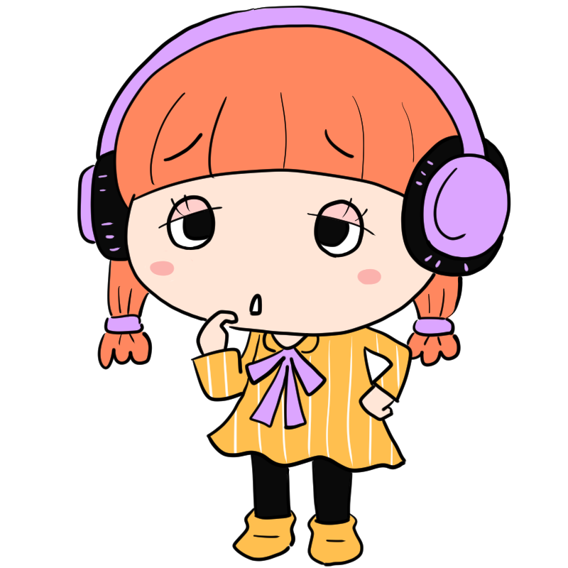 困り顔のヘッドホン女子のかわいいイラスト