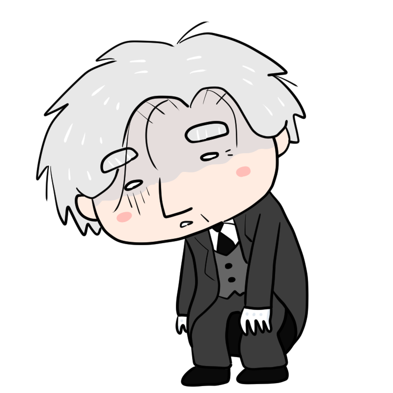 落ち込むベテラン執事のかわいいイラスト