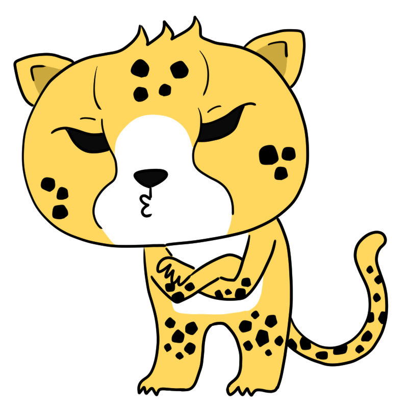悩むチーターのかわいいイラスト
