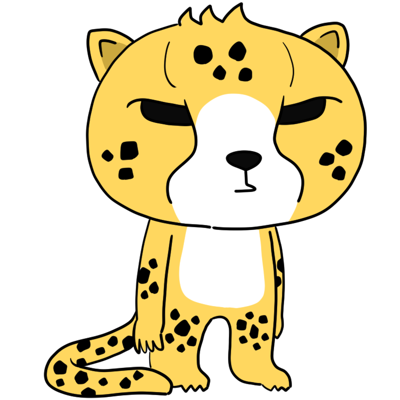 憮然とするチーターのかわいいイラスト