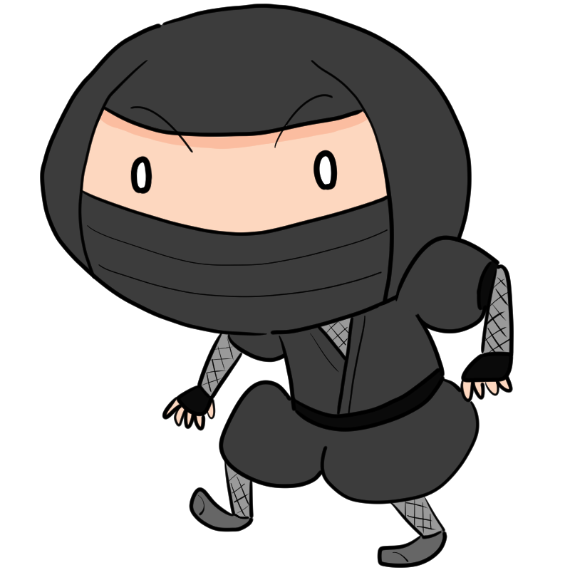 忍び足をする忍者のかわいいイラスト