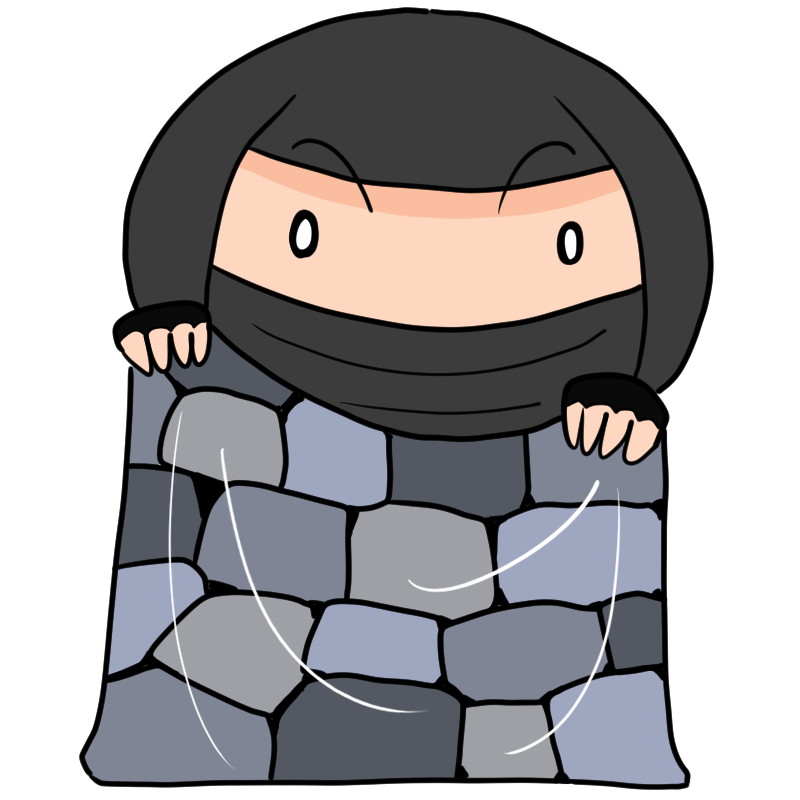 隠れ身の術を使う忍者のかわいいイラスト