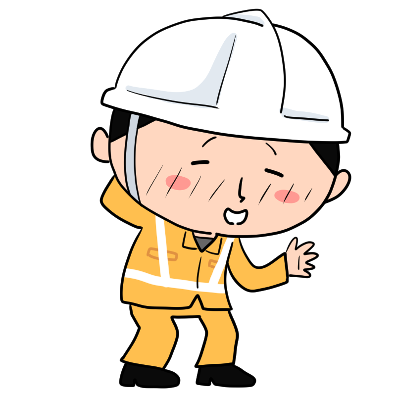 照れる男性作業員のかわいいイラスト