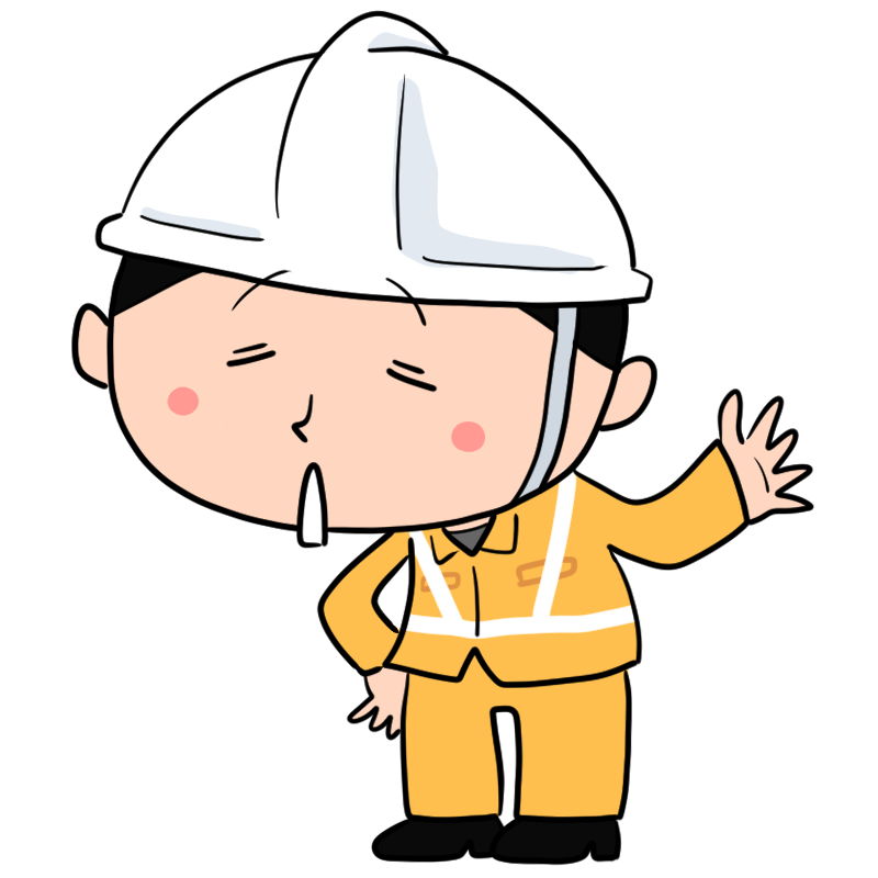 呆れる現場作業員のかわいいイラスト