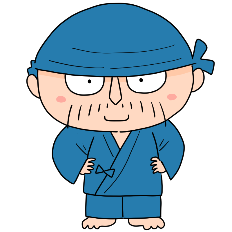 笑顔の作務衣の職人のかわいいイラスト