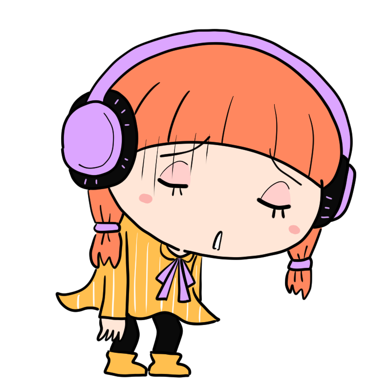 落ち込むヘッドホンの女の子のかわいいイラスト