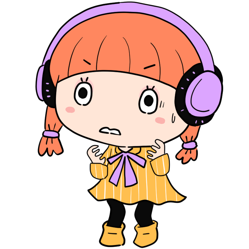 動揺するヘッドホンの女の子のかわいいイラスト